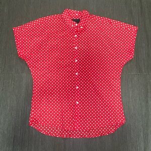 R.Swiader Red/white polka dot dolman sleeve button up